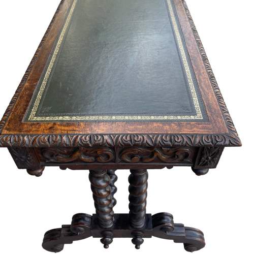 Victorian Carved Oak Writing Table image-2
