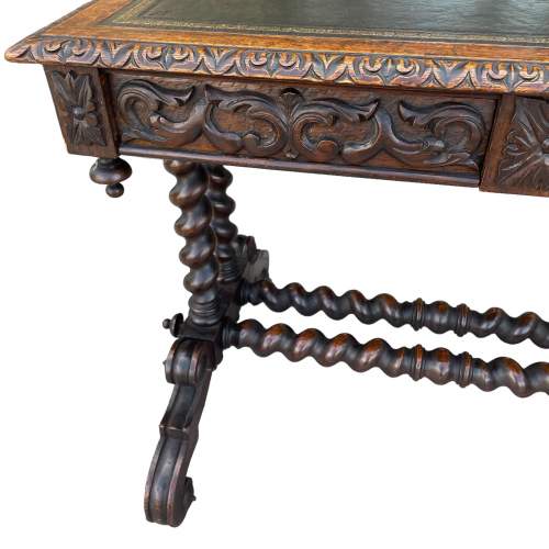 Victorian Carved Oak Writing Table image-3