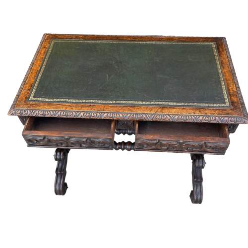 Victorian Carved Oak Writing Table image-4