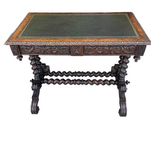 Victorian Carved Oak Writing Table image-5