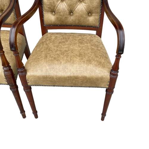 Pair of Mahogany Button Back Leather Armchairs image-5