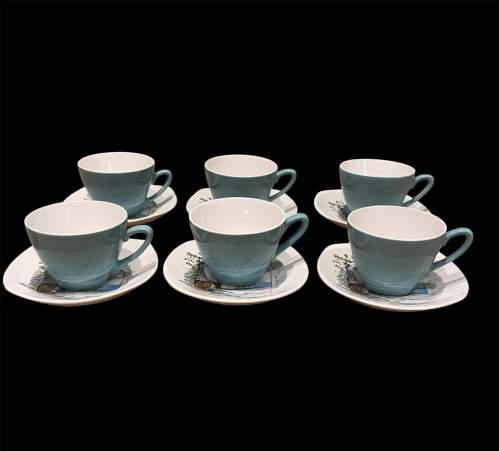 6 Midwinter Coffee Cups and Saucers. Cannes Design by Hugh Casson image-1