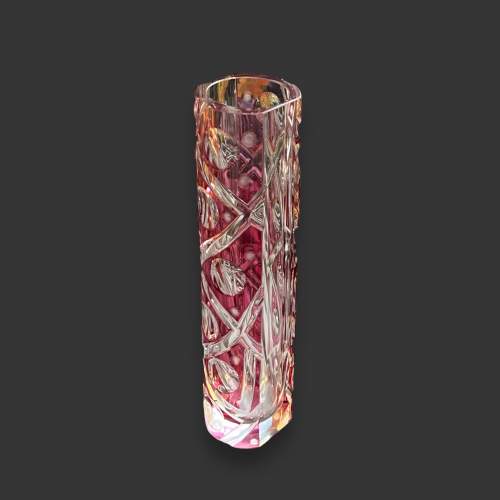 Karel Wunsch Tall Bohemian Cut Glass Vase image-1