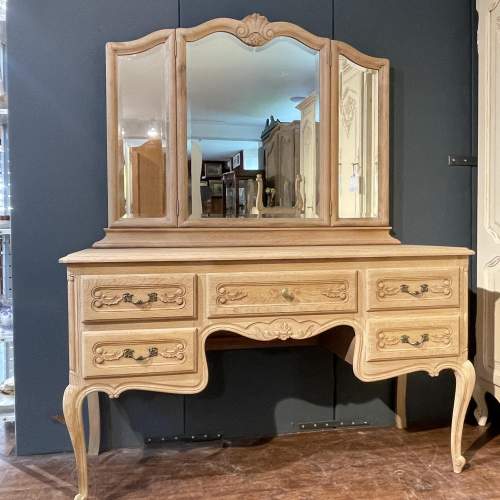 French Rustic Oak Dressing Table with 3 Way Mirror image-5