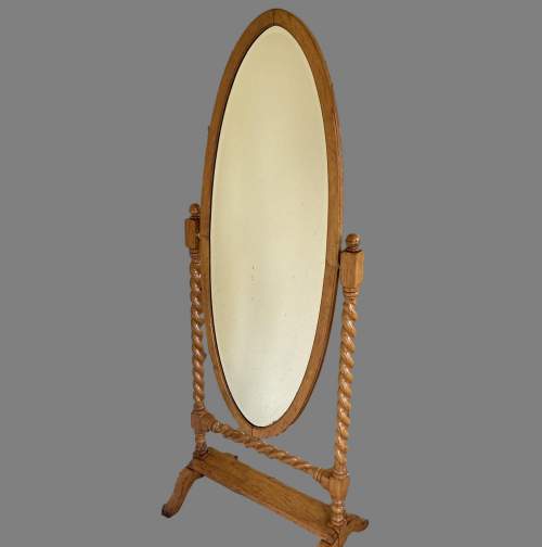 A 1920s Light Oak Cheval Mirror image-1