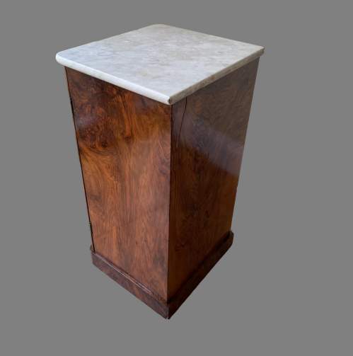 A Victorian Figured Mahogany Pot Cupboard with a Marble Top image-4