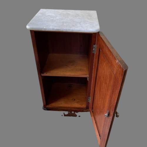A Victorian Figured Mahogany Pot Cupboard with a Marble Top image-5