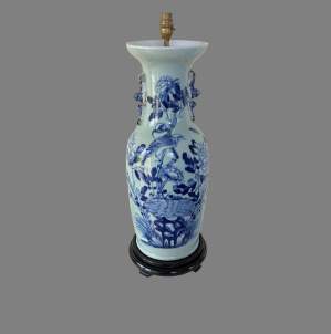 A 19th Century Chinese Blue and White Vase, Converted to a Lamp
