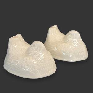 Pair of Ceramic Chicken Jelly Moulds