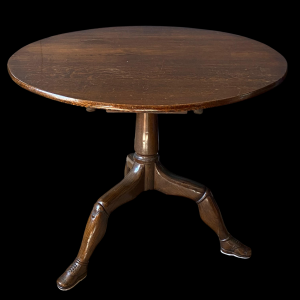 Rare George II Oak Carved Tilt Top Table with Shoe Feet