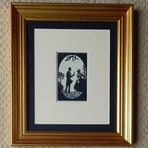 Framed Early 20th Century Original Silhouette Postcard by Manni Grosze