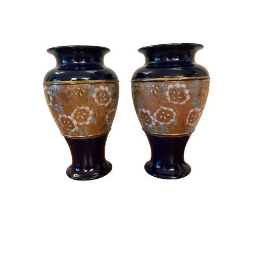 Pair Royal Doulton Cobalt Blue Slaters Vases image-1