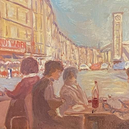 French Street Scene Oil Painting by Bernard Dunstan image-2