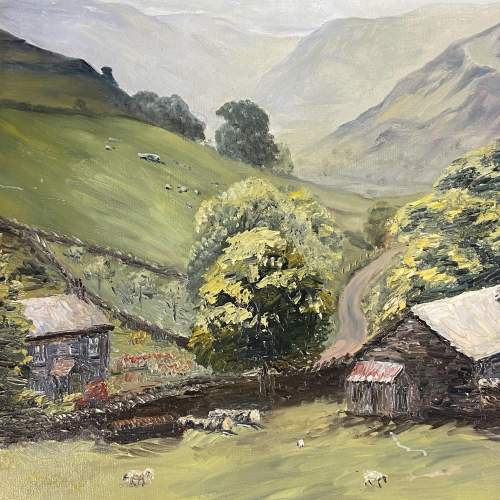 Lake District Oil on Canvas Painting by J Large image-2