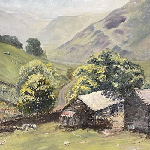 Lake District Oil on Canvas Painting by J Large image-3
