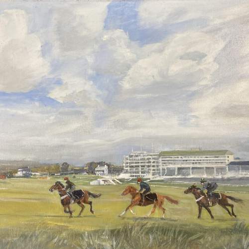 Running Out - Epsom Downs Oil on Board by H.G Buxon image-2