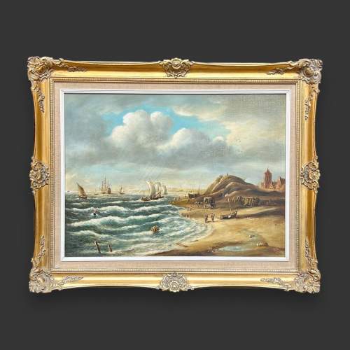 Framed Oil on Canvas Beach Scene by Norman Henry French image-1