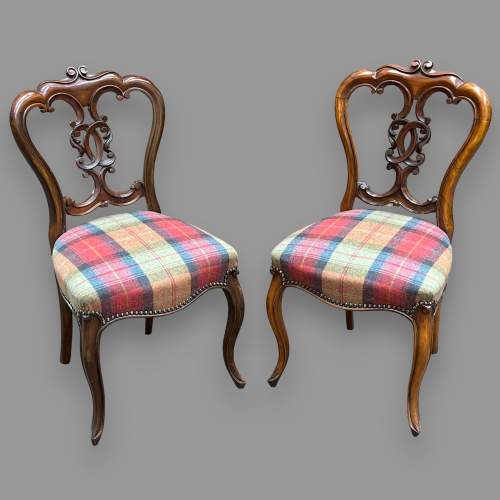 Pair of 19th Century Walnut Carved Balloon Back Chairs image-2