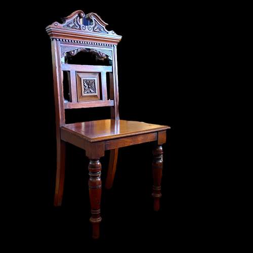 Pair of 19th Century Victorian Walnut Hall Chairs image-2