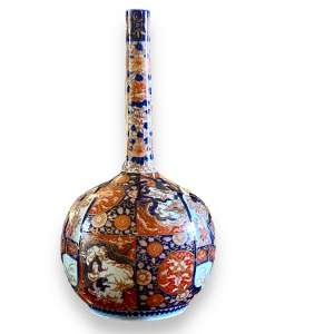 Japanese Large Hand Painted Imari Bottle Vase