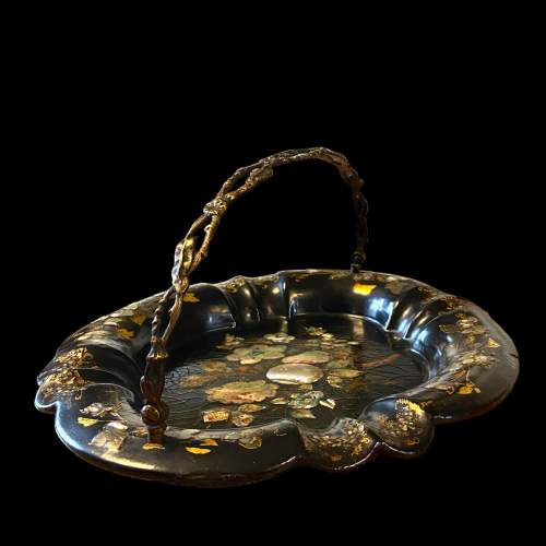 Victorian Papier Mache Mother of Pearl Oval Dish image-1