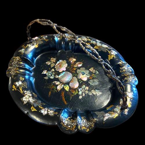 Victorian Papier Mache Mother of Pearl Oval Dish image-4