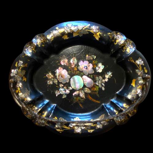 Victorian Papier Mache Mother of Pearl Oval Dish image-2