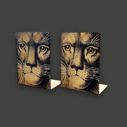 Pair of Fornasetti Lions Face Bookends image-1