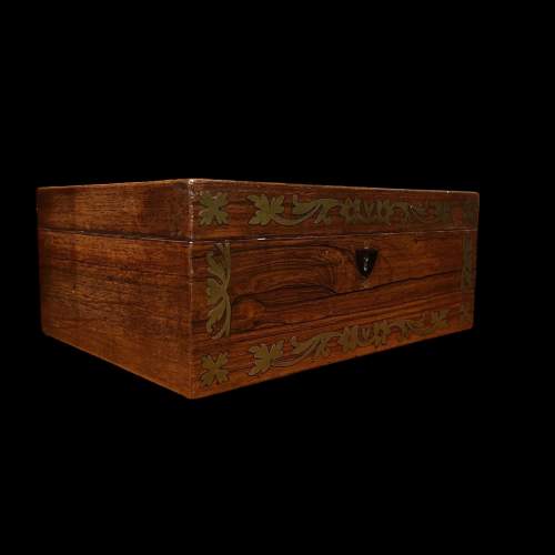 Regency Period Rosewood & Brass Inlaid Sewing Box image-2