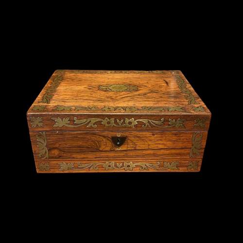 Regency Period Rosewood & Brass Inlaid Sewing Box image-1