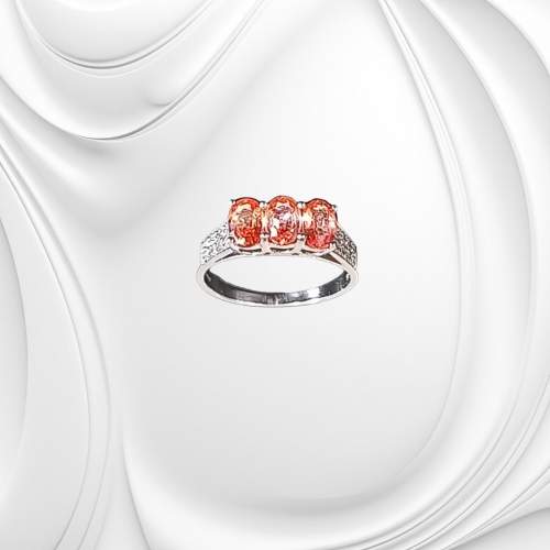 Gold Orange Sapphire Diamond Ring image-1