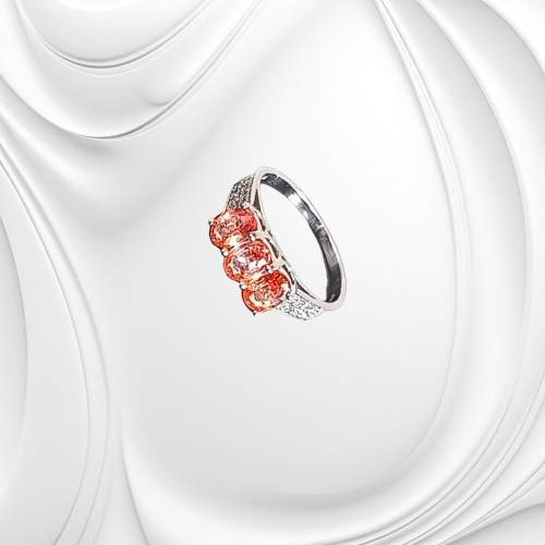 Gold Orange Sapphire Diamond Ring image-4