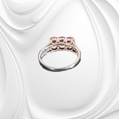 Gold Orange Sapphire Diamond Ring image-2