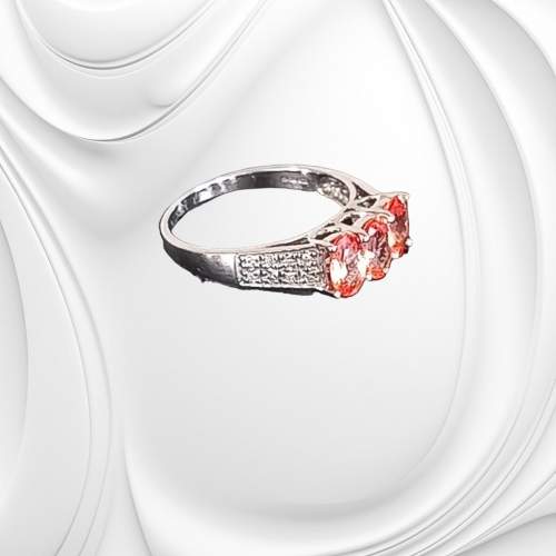 Gold Orange Sapphire Diamond Ring image-3