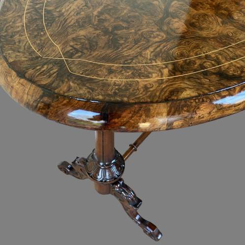 A Victorian Inlaid Burr Walnut Salon Table image-3