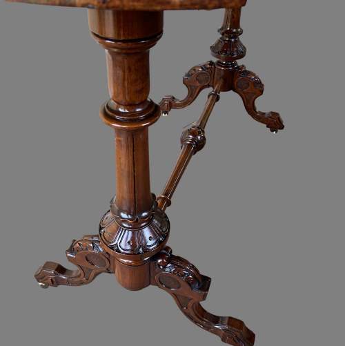 A Victorian Inlaid Burr Walnut Salon Table image-4