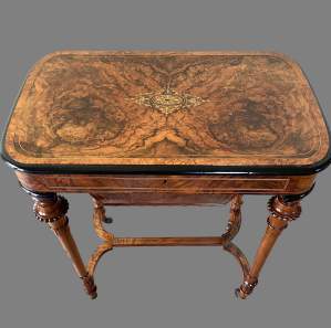 A Victorian Inlaid Burr Walnut Ladies Work Table