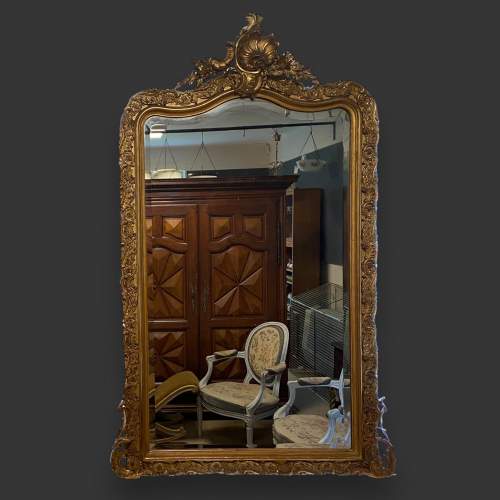 Antique French Gilded and Carved Large Wall Mirror image-1