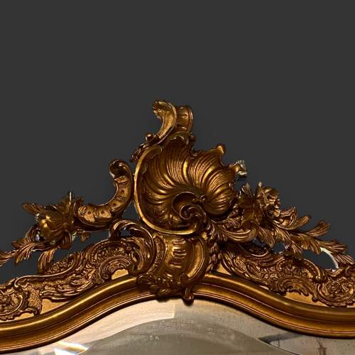 Antique French Gilded and Carved Large Wall Mirror image-5
