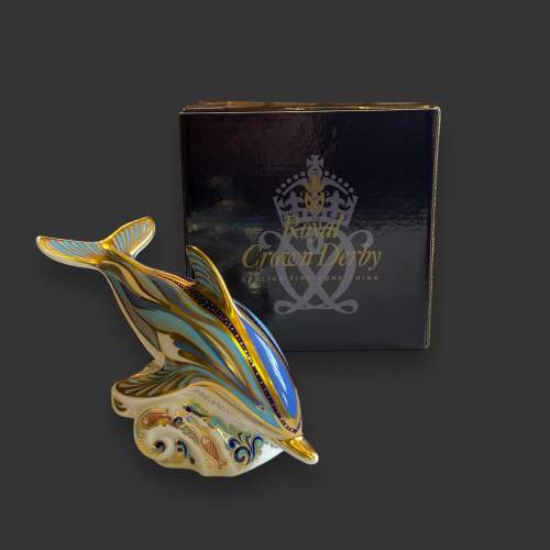 Royal Crown Derby Paperweight of a Dolphin image-1
