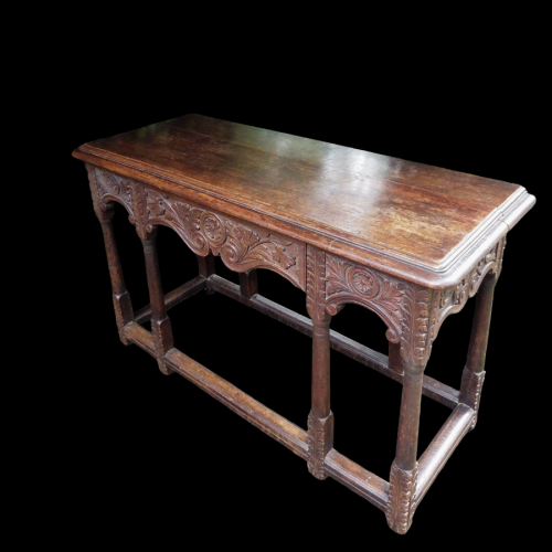 Antique 18th Century Carved Oak Hall Vestibule Table image-1