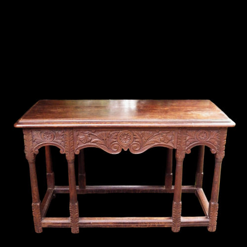 Antique 18th Century Carved Oak Hall Vestibule Table image-5