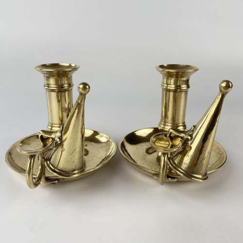 Pair of Brass Chambersticks with Pushers and Original Snuffers image-2