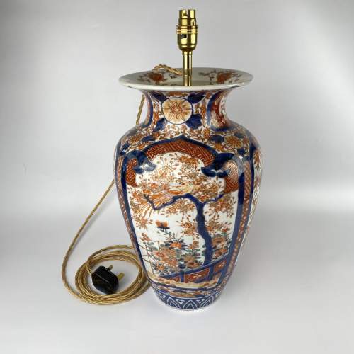 Tall Imari Vase Table Lamp - Japanese Circa 1890 image-1
