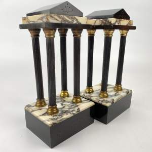 Pair of Slate and Marble Portico Garnitures C1880