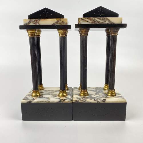 Pair of Slate and Marble Portico Garnitures C1880 image-4