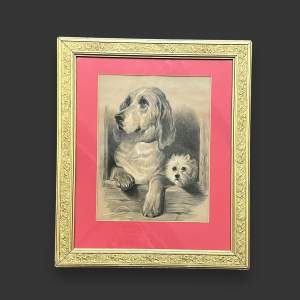 Late 19th Century Pencil and Pastel Dog Portrait