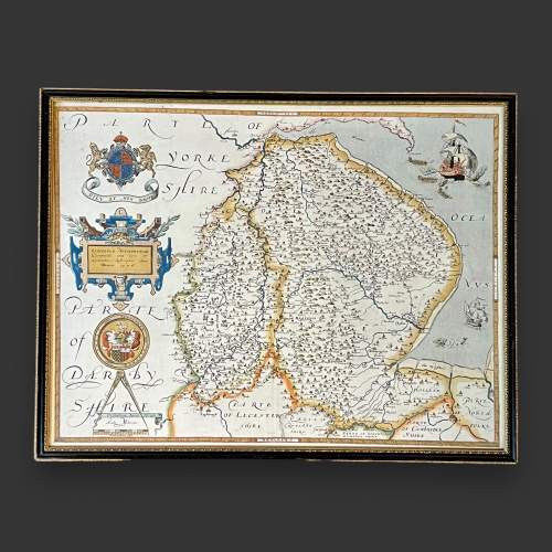 Lincolnshire Map by Christopher Saxton Dated 1576 image-1