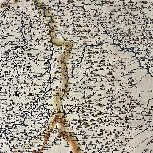 Lincolnshire Map by Christopher Saxton Dated 1576 image-3