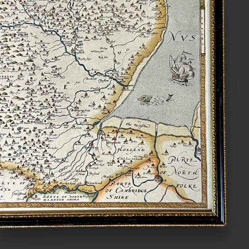 Lincolnshire Map by Christopher Saxton Dated 1576 image-4
